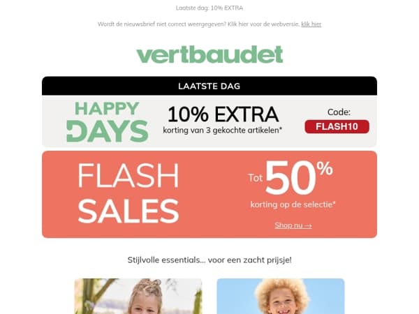 Tot 50% koritng op de Flash Sales! 📢