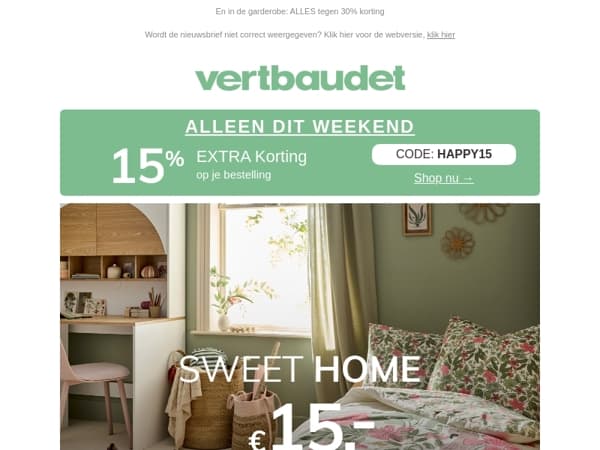 Home Sweet Home: € 15 korting bij elke aankoop van € 60*