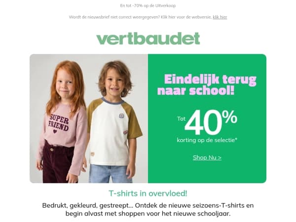 T-shirts op kop: tot -40%*