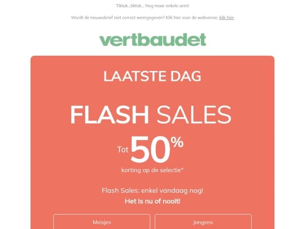 LAATSTE DAG: Tot 50% korting op de Flash Sales!