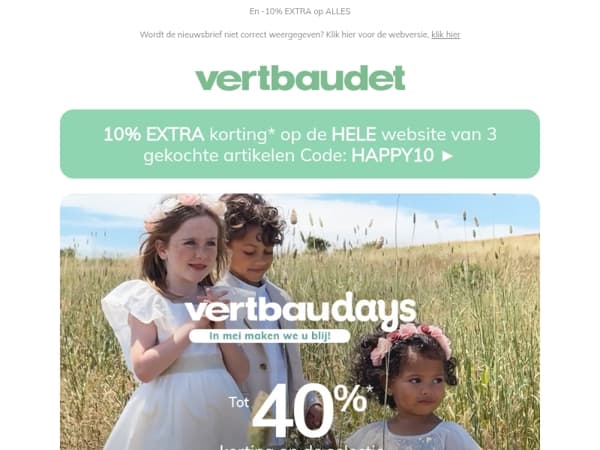 💛 Tot -40% op de feestelijke kleding tijdens de Vertbaudays!