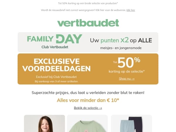 Uw punten x2 op ALLE meisjes- en jongensmode