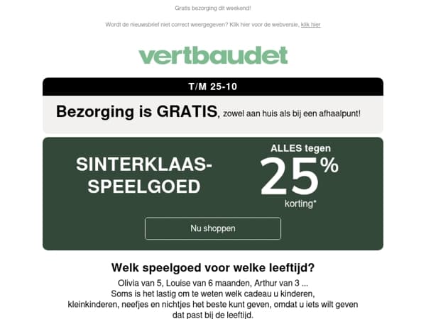 25% op Speelgoed en tot -50% op de Mode en de Home ✨