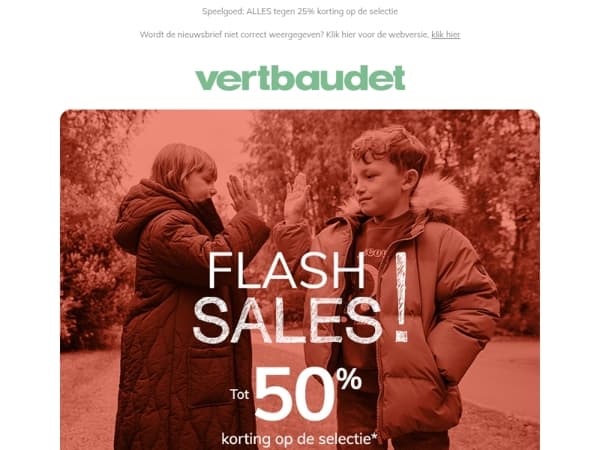 De Flash Sales met kortingen Tot 50% begint!