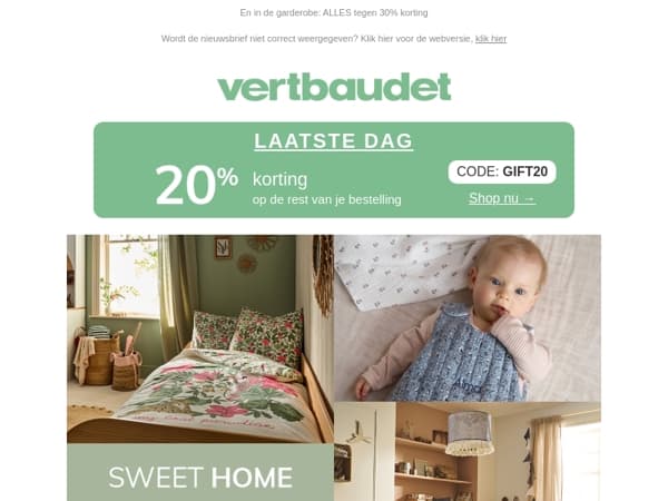 LAATSTE DAG: 20% EXTRA korting op je bestelling