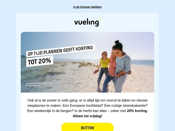 Plan op tijd: 20% korting! 🏃