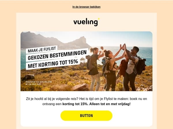 Maak je eigen flylist... met kortingen tot 15%