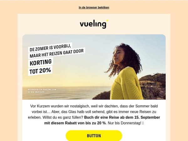 20% korting: stop nooit met reizen 💛