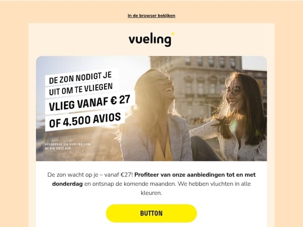 Vanaf €27 nodigt de zon je uit om te vliegen ☀️🕶️