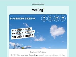 Laatste vlucht voor de liefde! Nog maar een paar uur korting ⏰❤️