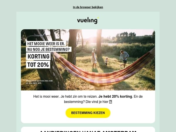 20% korting… en de bestemming?