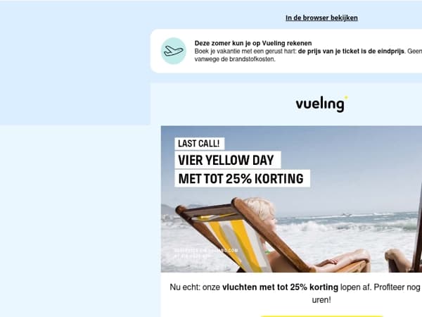 💛 Laatste uren van Yellow Day! 💛 Tot 25% korting op vluchten