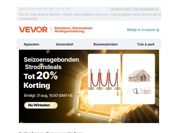 Tot 20% op einde-seizoen voorraad