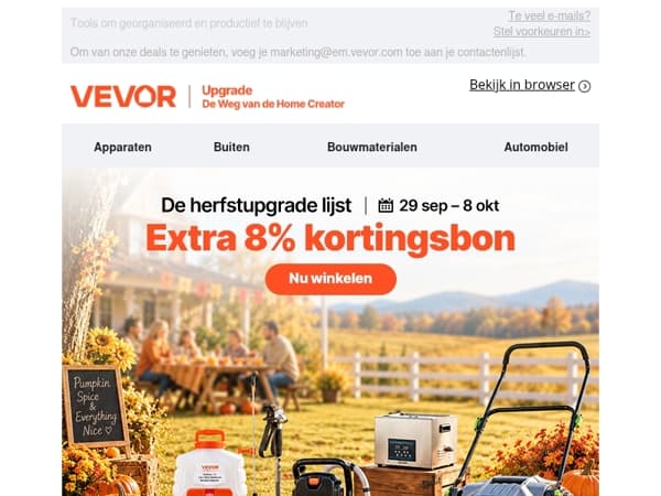 Herfst Sale eindigt over 3 dagen — bespaar tot €45