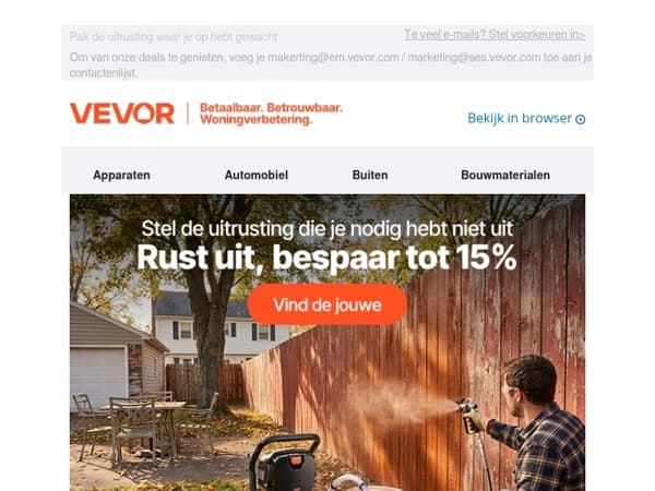 Weekenduitrusting – tot 15% korting