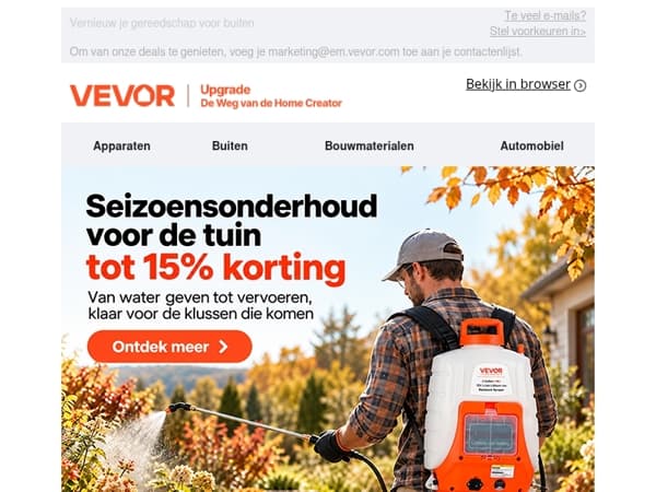 Een nettere tuin begint hier — tot 15% korting