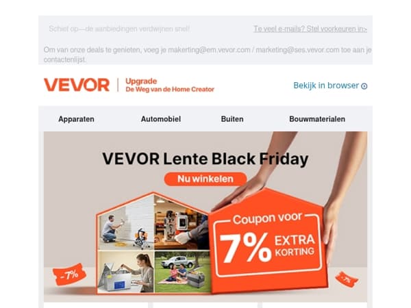 De lente Black Friday is er — de voorraad raakt op, winkel voordat het op is!
