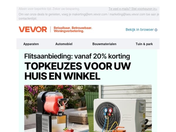 Nieuwe dagelijkse aanbiedingen: vanaf 20% korting