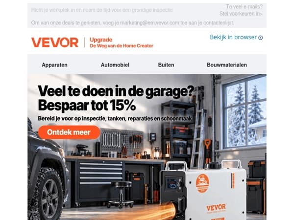 Koude garage, drukke dag? Tot 15% korting