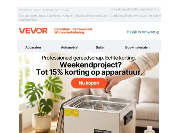 Weekendprojecten: Tot 15% korting