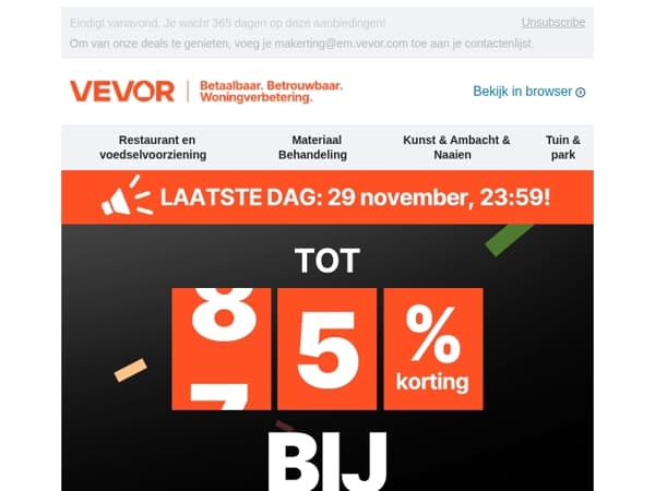 LAATSTE 8 UUR: Tot wel 55% korting, op = op!