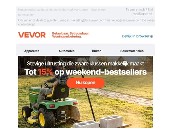 Eindigt zondag: Tot 15% korting op professionele uitrusting.