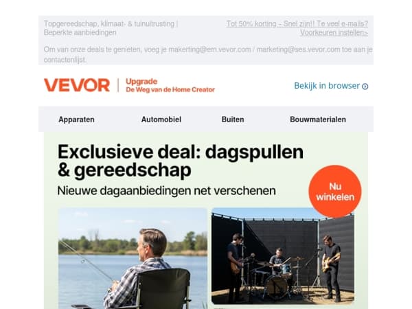 Dagelijkse aanbiedingen op gereedschap voor thuis, werk en tuin