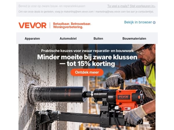 Essentials voor zwaar werk — tot 15% korting