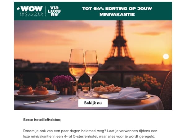 Luxe minitrips met korting tot 64% wachten op je!