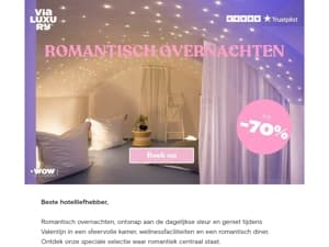 Vier de liefde❤️ Romantisch overnachten