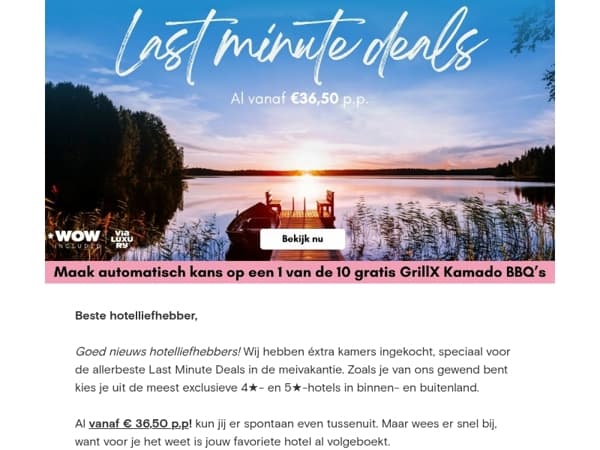 Last Minute Deals: al vanaf €36,50 p.p.