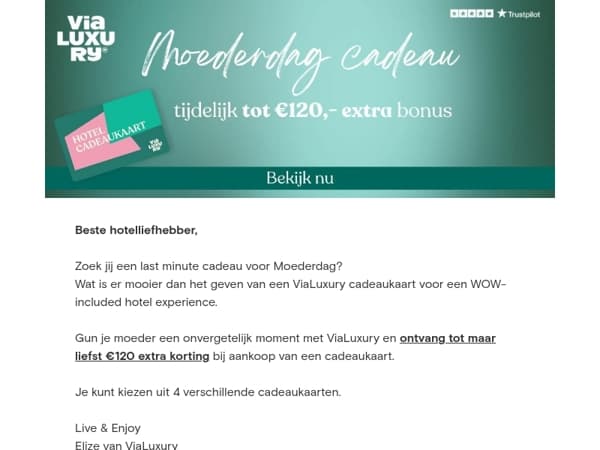 Last Minute Moederdagtip! 🎁 €120 bonus bij aankoop van een cadeaukaart