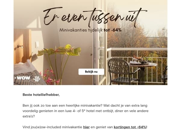 NIEUW: Minivakanties met megakorting!