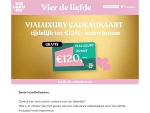 Last Minute Valentijnscadeautip! ❤️ €120 bonus bij aankoop van een cadeaukaart