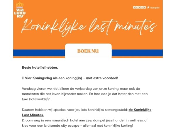 👑 Koninklijke Last Minutes – Vier Koningsdag in luxe!