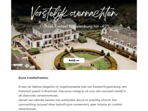 Vorstelijk overnachten met korting tot -42%!