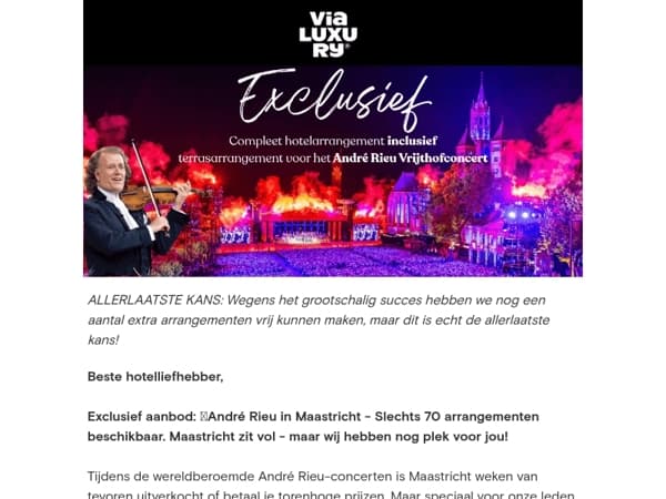 🎻 Laatste Kans op een Exclusief aanbod: André Rieu in Maastricht!