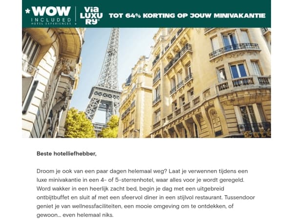 Luxe minitrips met korting tot 64% wachten op je!