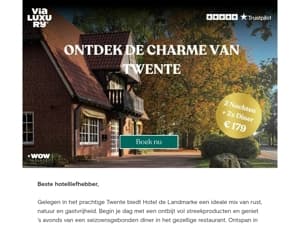 2 Nachten 2 personen + 2x diner €179