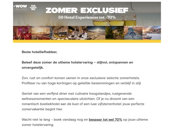 Droomzomer in 5-sterrenstijl – nu tot 70 % voordeliger!