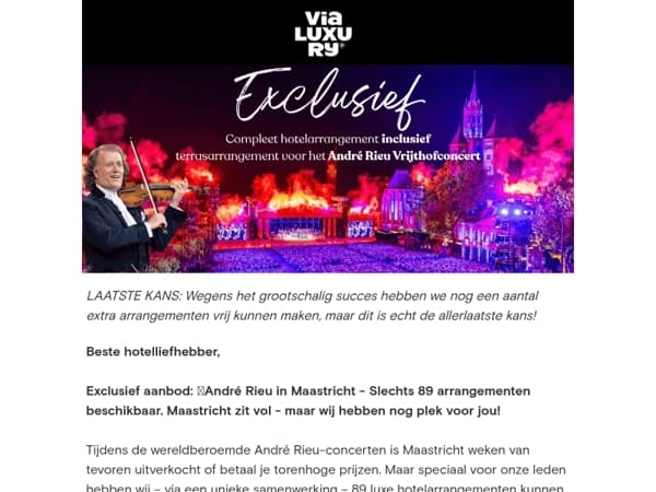 🎻 Laatste Kans op een Exclusief aanbod: André Rieu in Maastricht!