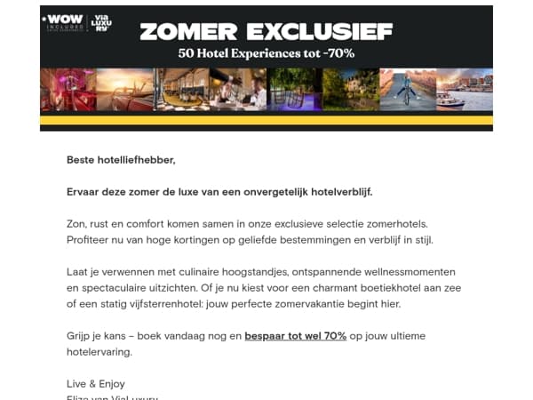 Tot -70% korting op jouw perfecte zomerhotel!