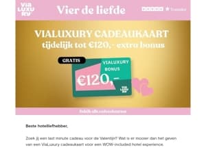Valentijnscadeautip! ❤️ €120 bonus bij aankoop van een cadeaukaart
