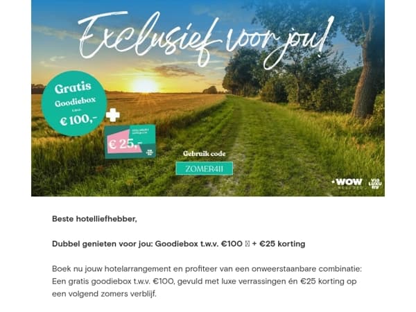 Gratis Goodiebox t.w.v. €100,- 🎁 + €25 korting