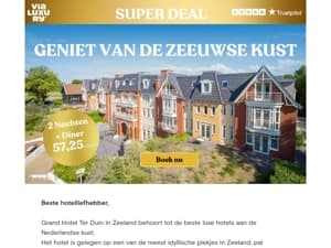 🌞 Zeeuwse kust: 2 Nachten 2 personen + diner €57,25 p.p.p.n.