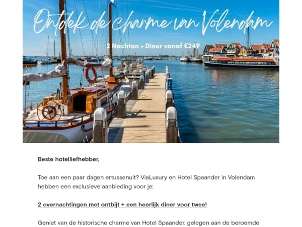 Er even heerlijk tussenuit: 2 nachten + diner aan het IJsselmeer