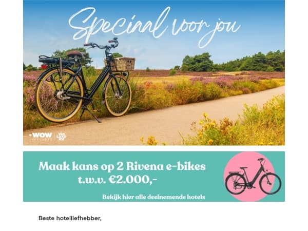 Fiets & win: 2 e-bikes cadeau bij jouw luxe verblijf!