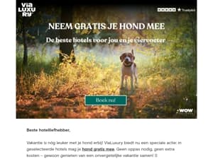 Boek vandaag en neem je hond gratis mee 🐾