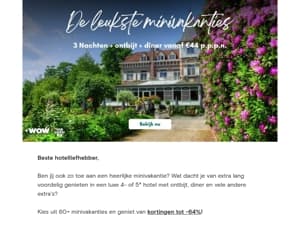 De leukste minivakanties vanaf €44 p.p.p.n.