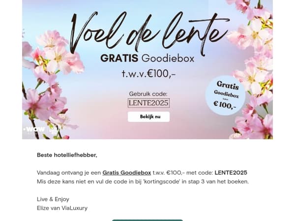 Gratis Goodiebox t.w.v. €100,- 🎁